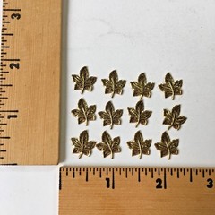 12 Tiny Brass Leaf Charms – NEW