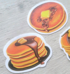 Pancake Stickers Maple Syrup Chocolate Breakfast Food Delicious Butter Lot 3 Pcs