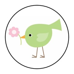 30 Cute Bird Envelope Seals Labels Stickers 1.5″ Round flower spring