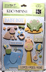 K&Company Animal Tales Baby BOY Grand Adhesions Stickers 12 pc/pastel