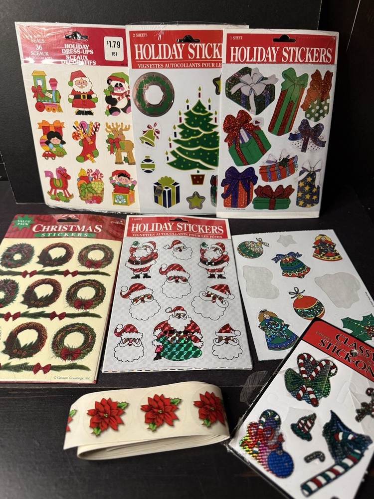 Vintage Christmas Stickers Gibson 1990s Paper Magic Retro Holiday Nostalgia