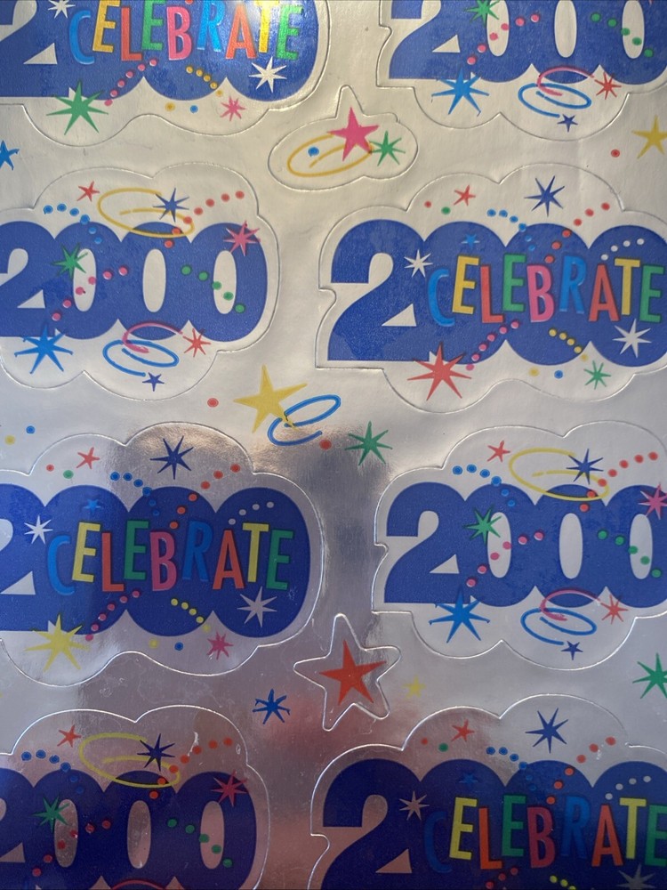 VTG Heartline Hallmark New Year’s Eve 2000 Millennium Celebrate 2 Sheet Stickers