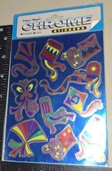 Vintage Stickers Chrome Kites Paper Magic 2 Sht 1 Pkg