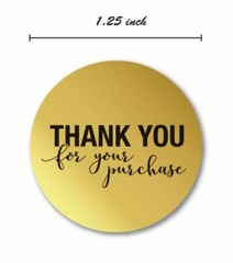 1.25″ Round Gold Foil Thank You for Your Purchase Stickers 1000 Labels Roll