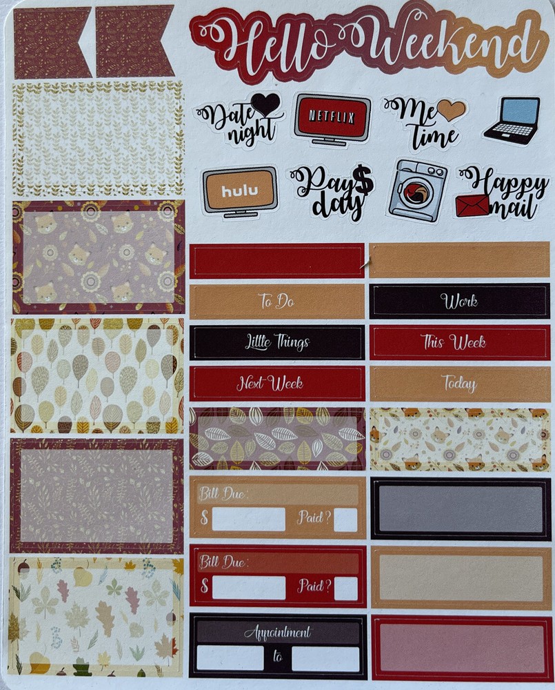 HELLO WEEKEND Stickers(32pc) Autumn•Fall•Leaf•Planner•Journaling •Label•Calendar