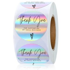 50-500pcs Holographic Thank You Stickers Small Business Package Boutique Labels