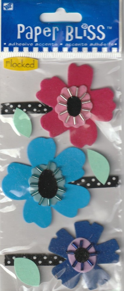 RARE! Vintage Paper Bliss Flocked FLORAL ACCENTS stickers 02656 FAST FREE SHIP
