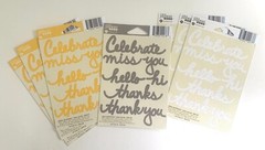 Lot of 7 Sheets Jillibean Soup Sentiment Stickers Gray Yellow White HELLO THANKS