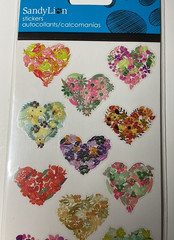 Sandylion Floral Heart Stickers 11PC Glitter Accents Scrapbook Planner Love New