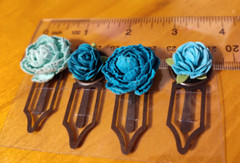 SHADES OF BLUE (4) Antique Copper Clips HANDMADE scrapbooking crafts bookmark