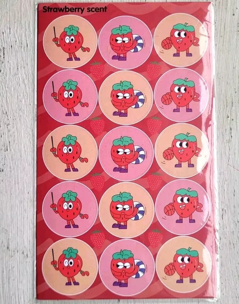 Vintage Scratch And Sniff Stickers Retro 80s 90s Food Strawberry Fruit Sticker 1