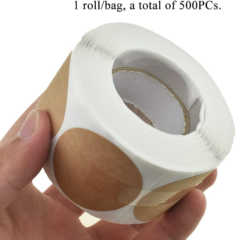 1.5-Inch 500Pcs Natural Brown Kraft Round Label – Blank Adhesive Sticker to W…