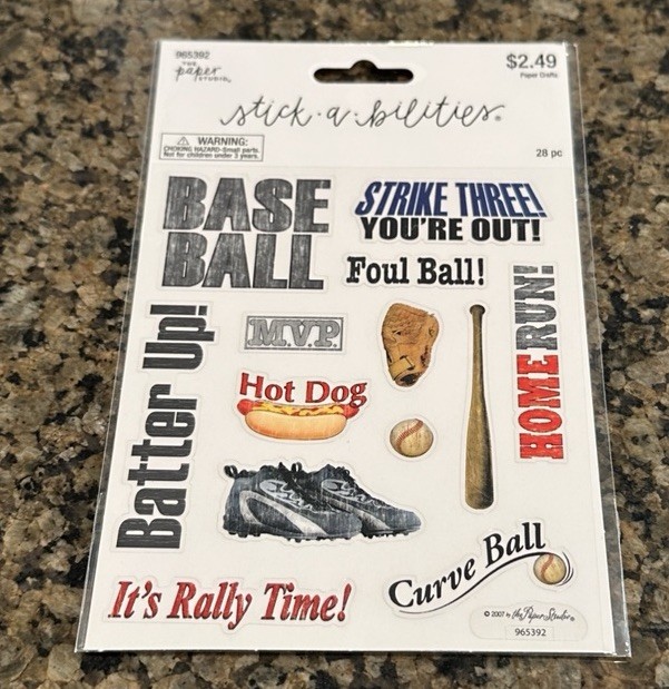 The Paper Studio Stick A Bilities BASEBALL PHRASES ICONS Stickers 28 pcs Sports