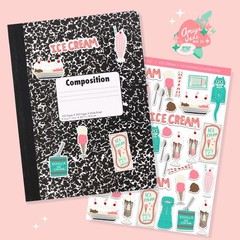New Ice Cream Diner Style Sticker Sheet Perfect for Party Favors or Scrapbook