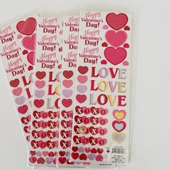 Lot 6 Heart Stickers Valentines Day Love Sweethearts Rub On Transfers NEW