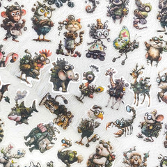 50PCS Steampunk Animal Stickers – Vintage Victorian Mechanical Creatures Waterpr