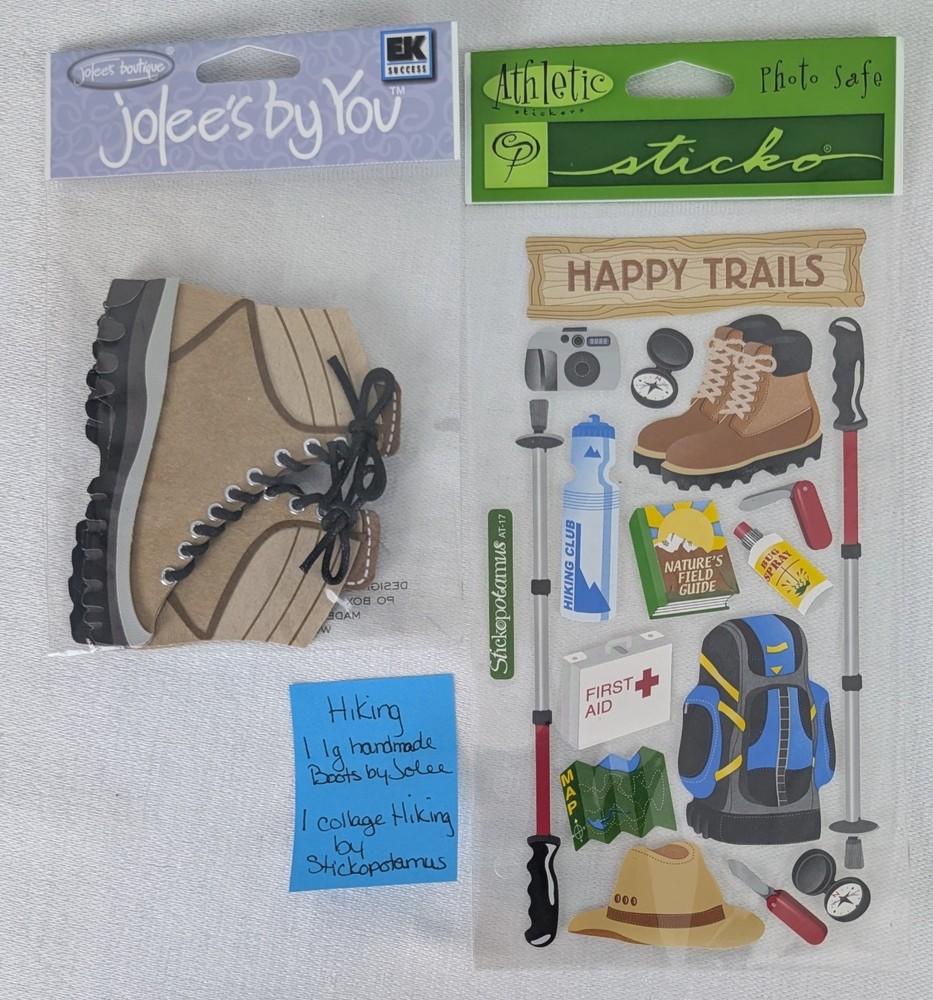 Jolee’s Boutique Hiking Boots Stickers JJFD007C + Sticko Hiking Set Lot