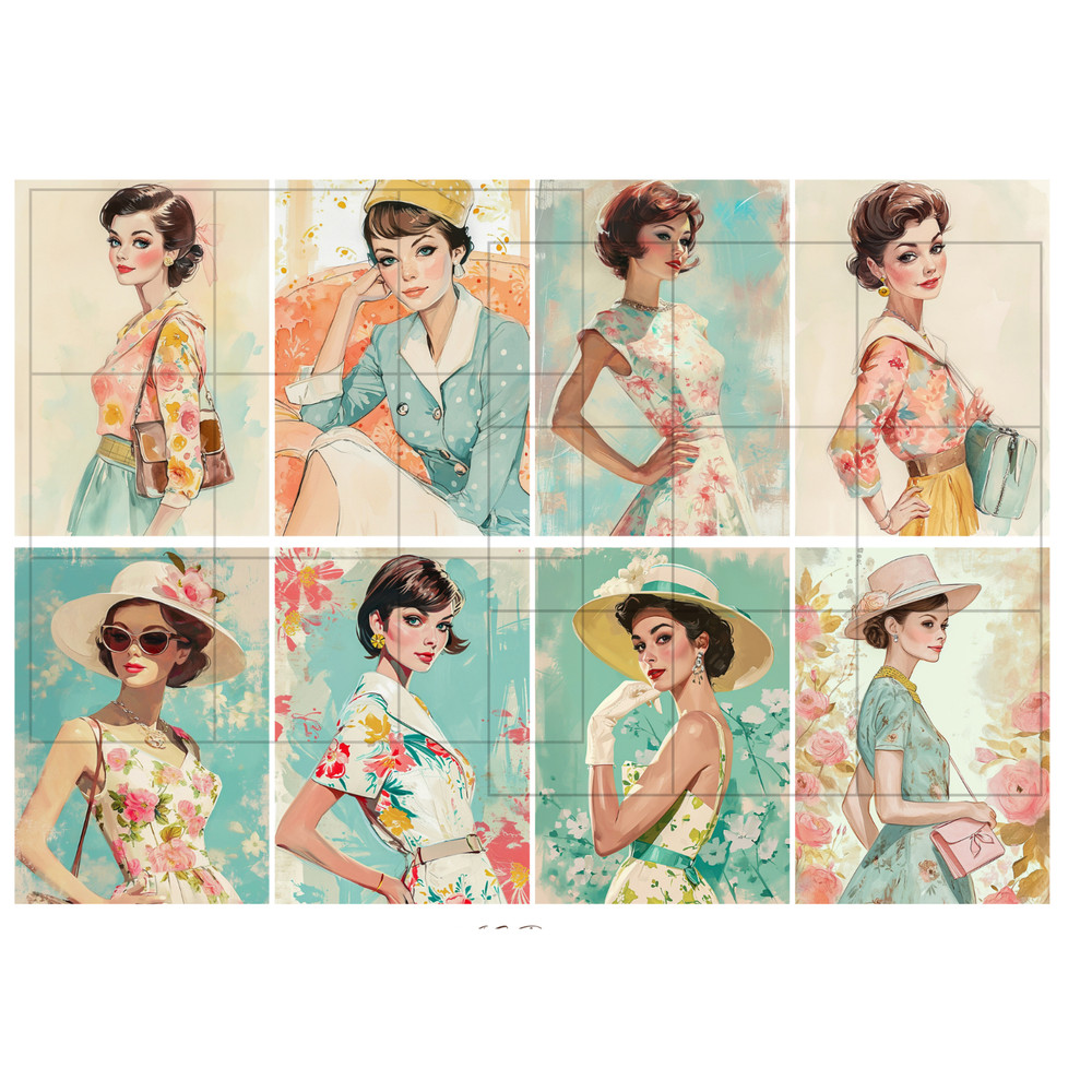 VTG 60’s Women Card Making Toppers Supply Scrapbook Junk Journal Crafts