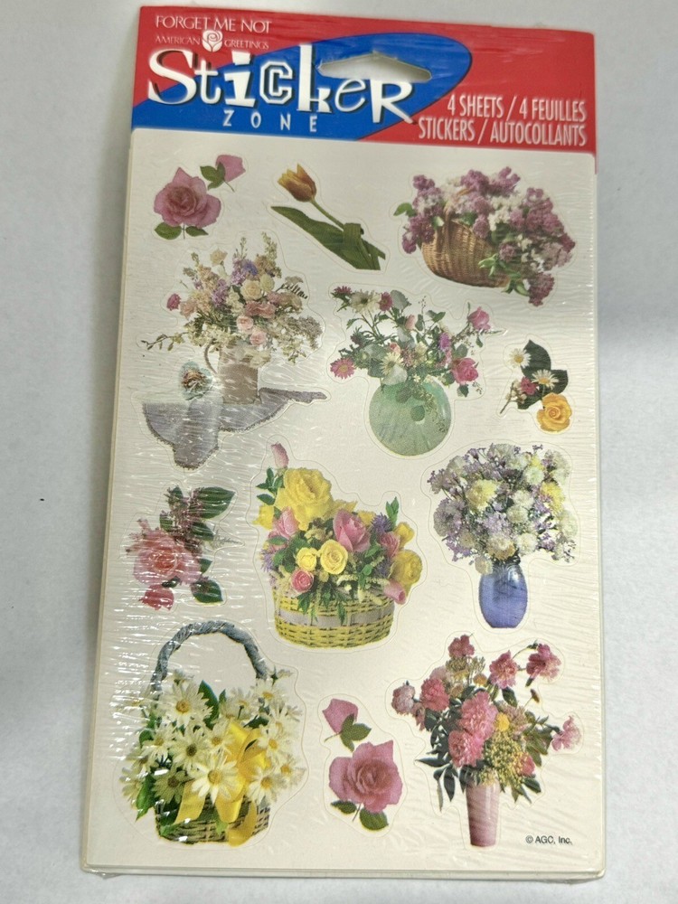 Forget Me Not Floral Flower Bouquet Stickers 4 Sheets Vintage Sealed