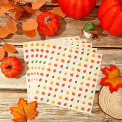 2500 Mini Fall Maple Leaves Stickers – 4 Styles, Colorful Paper Decals