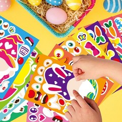 36 PCS Make a Face Stickers for Kids Make Your Own Stickers with Easter Chick…