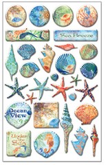Christine Adolph OCEANA 3-D Epoxy Sticker Sheet (30) Pcs scrapbooking