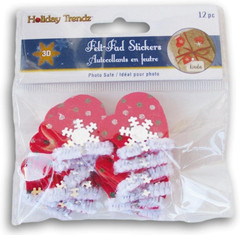 Red Mitten Felt Stickers with Snowflake Accent for Crafts, Cardmaking, Scrapbook