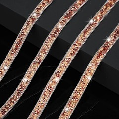 1X 108 x 0.4″ Rose Gold Bling Rhinestone Crystal Diamond DIY Decor Sticker Decal