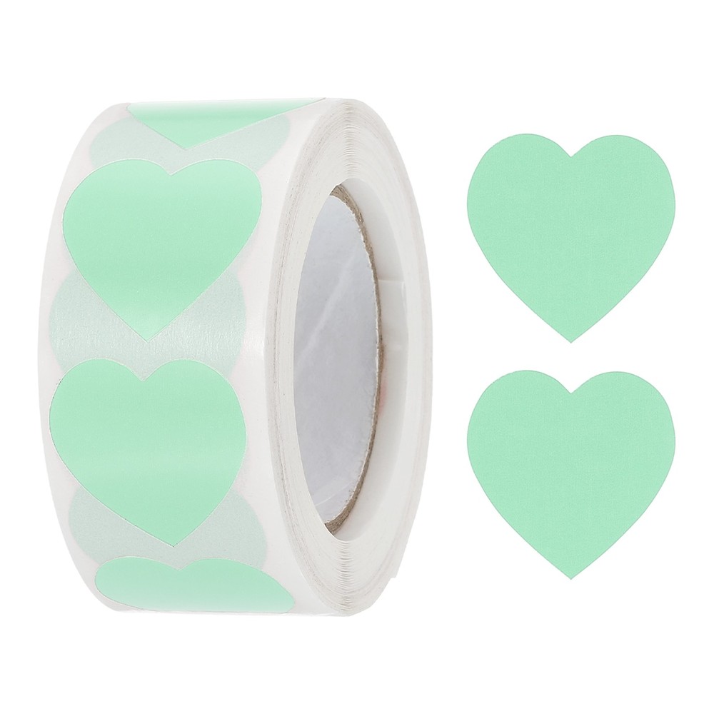 Heart Shaped Sticker 1″ Self-Adhesive Love Label Light Green 500 Pcs