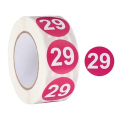 Number 29 Stickers 1″ Round Coded Self-Adhesive Labels Red-Violet 500Pcs/Roll