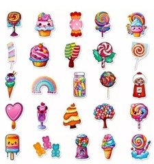 75 Piece Small Candy Lollipop, Cucumber, And Pineapple Stickers