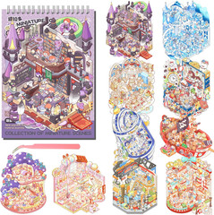 12 Sets 3D Scene Sticker Books for Kids and Adults – Miniature Stickers