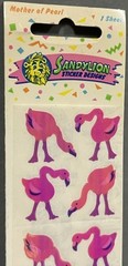 Rare Vintage Stickers NIP Sandy Lion Mother Of Pearl Opal Iridescent Flamingo