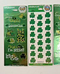 Lot of 3 Hallmark Stickeroni St. Patrick’s Day Irish Themed Foiled Stickers New