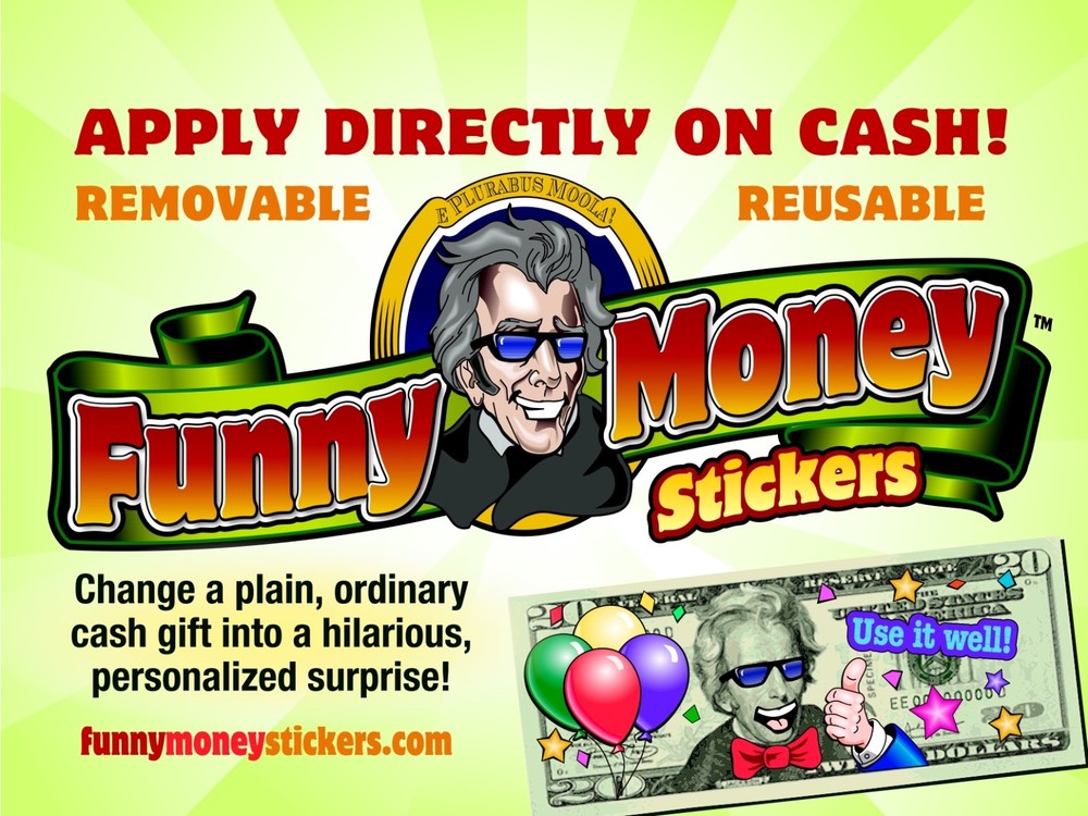 Funny Money Stickers, Apply Directly on Cash & Checks in Greeting Cards