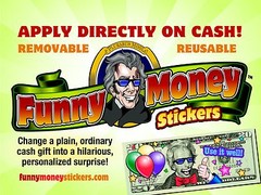 Funny Money Stickers, Apply Directly on Cash & Checks in Greeting Cards
