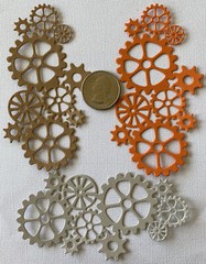 SMALL GEAR Die-Cuts(3pc)Steampunk •Cogs•Sprocket•Earthtone•Machine •Antique•Spin