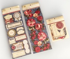NEW Anna Griffin Fleur Rouge Collection Lot 3D Stickers + Titles, Tags & Quotes