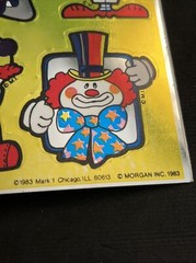 Vintage Mark 1 Large Mylar Chrome Sticker Sheet CLOWNS – Morgan 1983 – Rare!