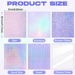 60 Sheet Holographic Laminate Sheet Clear Glitter A4 Size Vinyl Sticker Paper Ho