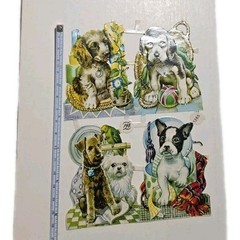 Vintage PZB Embossed Die Cuts Victorian Dogs Germany NOS