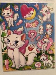 Disney Marie Cat We Love Marie Large Sticker Sheet Scrapbook Diary Kids Vintage