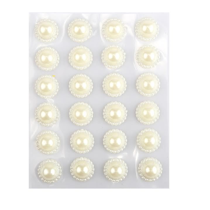 CraftbuddyUS CB102WP: 24pcs x 16mm Self Adhesive Stick On Pearl Toppers, Cards