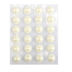 CraftbuddyUS CB102WP: 24pcs x 16mm Self Adhesive Stick On Pearl Toppers, Cards