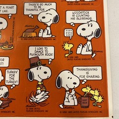Vintage Peanuts Stickers Hallmark Snoopy Thanksgiving ONE Sheet HTF
