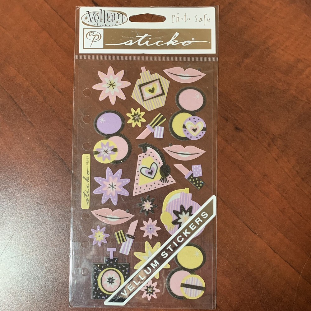 Sticko Girly Girls Pink makeup lip stick perfume Scrapbook Stickers star New