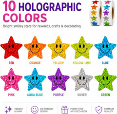 1000 PCS Glitter Star Stickers for Kids, 1 Inch Sparkly Foil Reward Stickers, 10