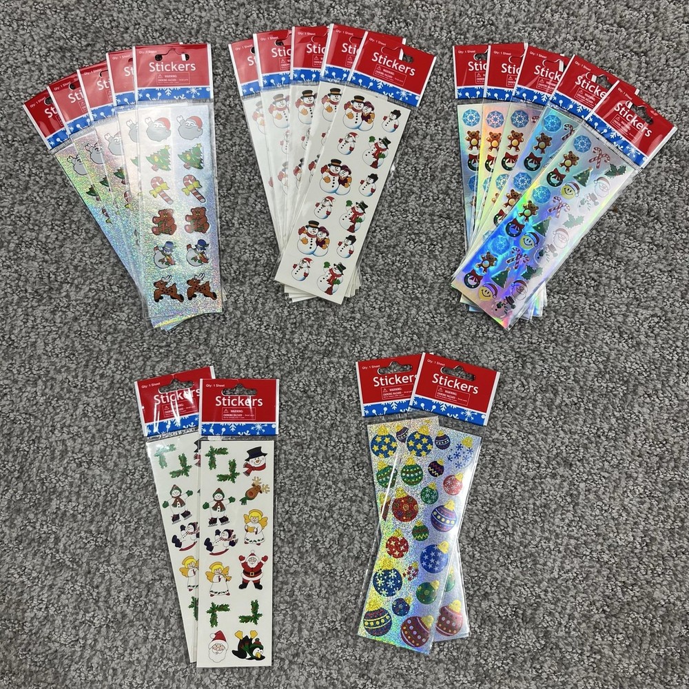 Oriental Trading Holiday Stickers Multi-Color Assorted Lot 19 Sheets Christmas
