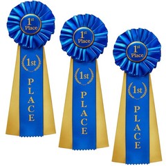3pcs Badge Ribbons, Blue Award Ribbons, 1st Place Ribbon, Blue Rosette Ribbon…