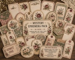 Vintage Botanical Mystery Ephemera Pack | 40+ Coordinating Handmade Paper Pieces